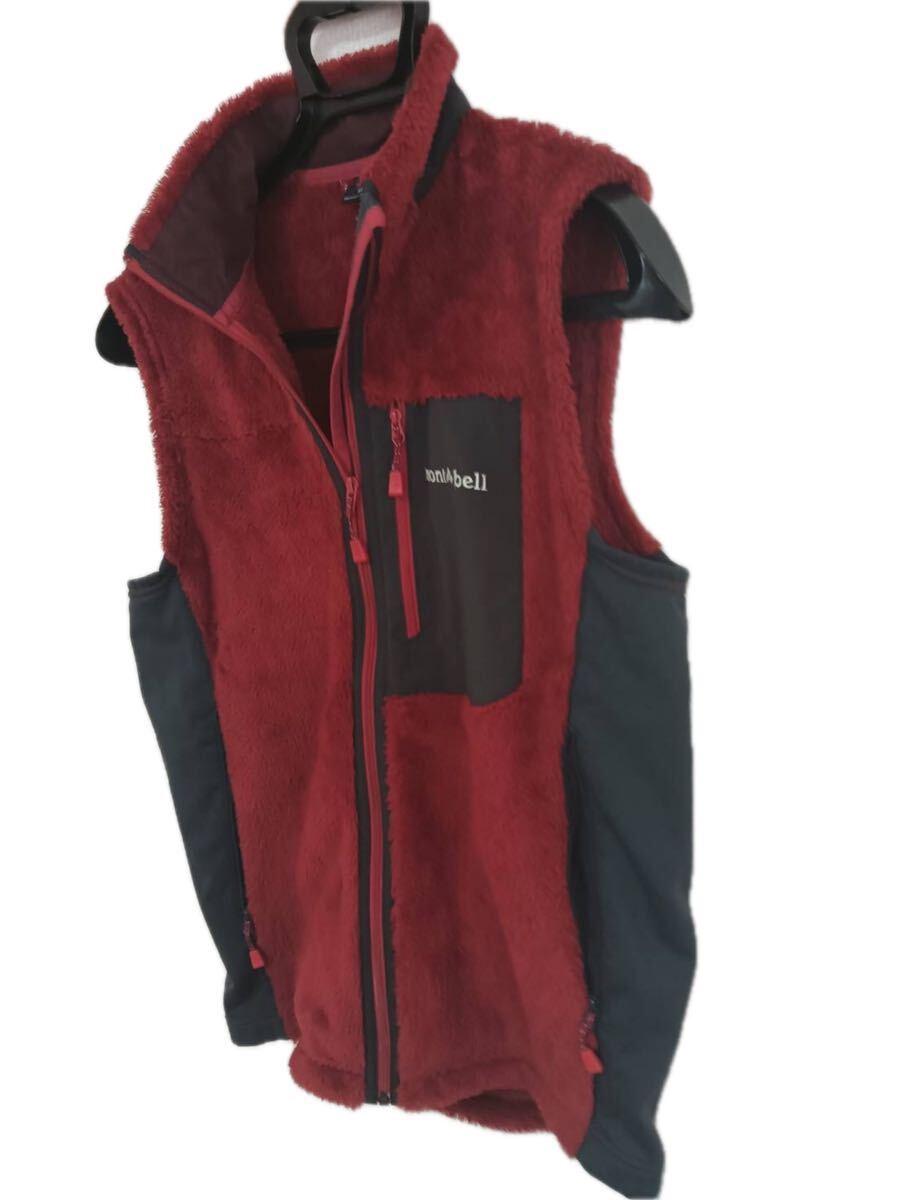 【極美品】mont-bell モンベル クリマエア ベスト メンズ M レッド系 フリース 撥水 保温 登山 アウトドア 人気モデル_画像2