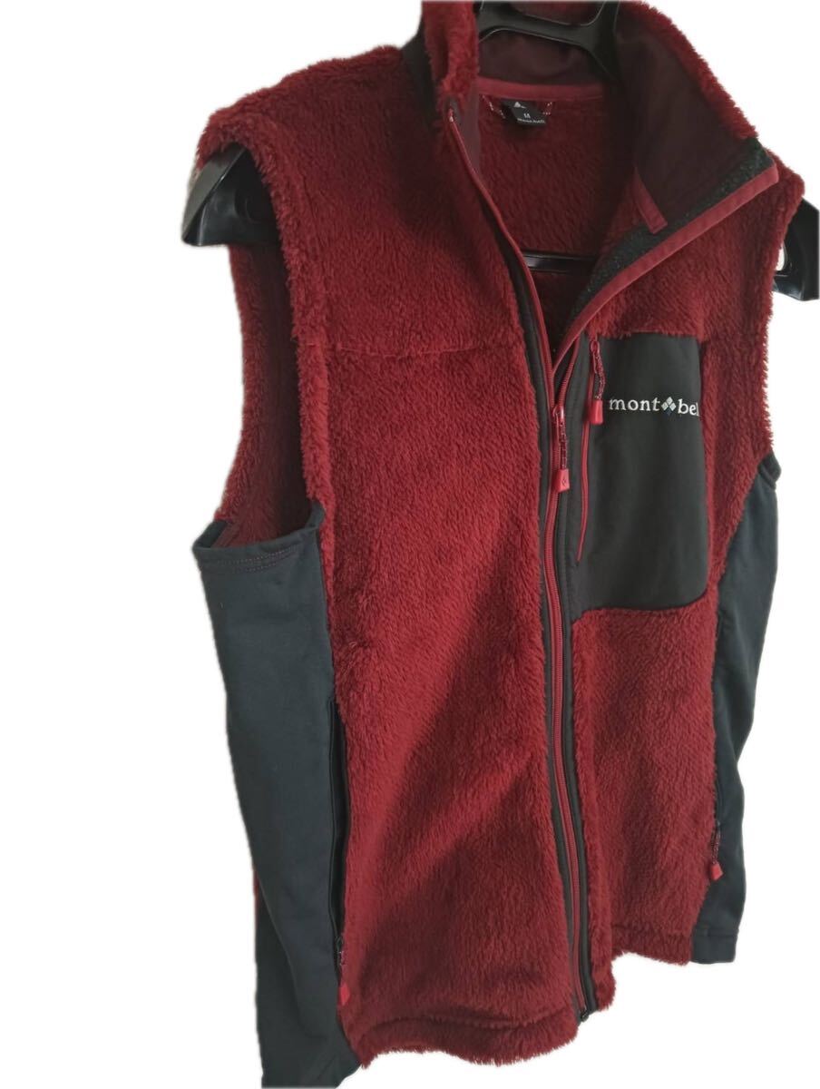 【極美品】mont-bell モンベル クリマエア ベスト メンズ M レッド系 フリース 撥水 保温 登山 アウトドア 人気モデル_画像3