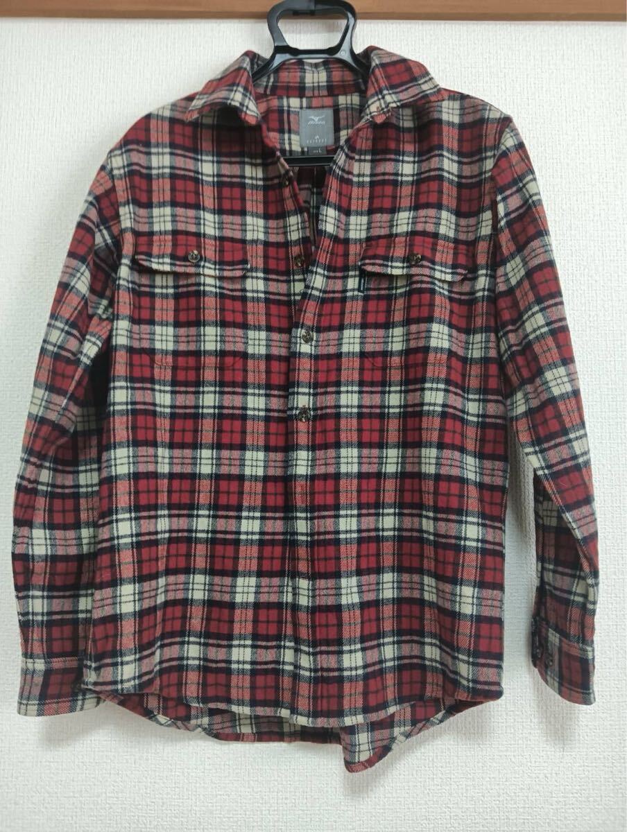 【良品】Mizuno ミズノ メンズ L チェックシャツ 長袖 フランネル調 チェック柄 アウトドア スポーツブランド_画像10