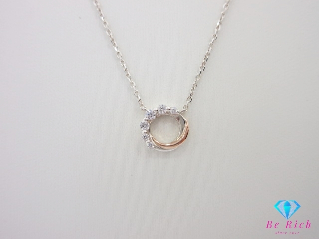 4℃ ヨンドシー SILVER シルバー K10 WG ジルコニア 付 デザイン ネックレス ペンダント 10金 ホワイト ゴールド 【中古】 ba3235_画像1