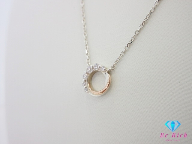 4℃ ヨンドシー SILVER シルバー K10 WG ジルコニア 付 デザイン ネックレス ペンダント 10金 ホワイト ゴールド 【中古】 ba3235_画像2