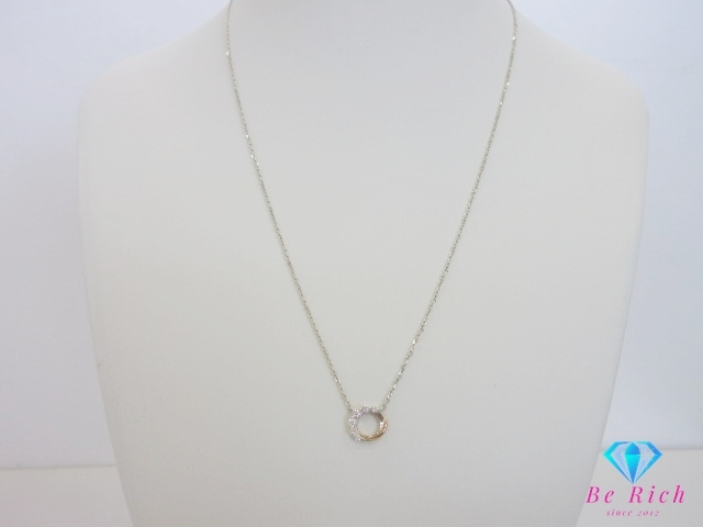 4℃ ヨンドシー SILVER シルバー K10 WG ジルコニア 付 デザイン ネックレス ペンダント 10金 ホワイト ゴールド 【中古】 ba3235_画像3