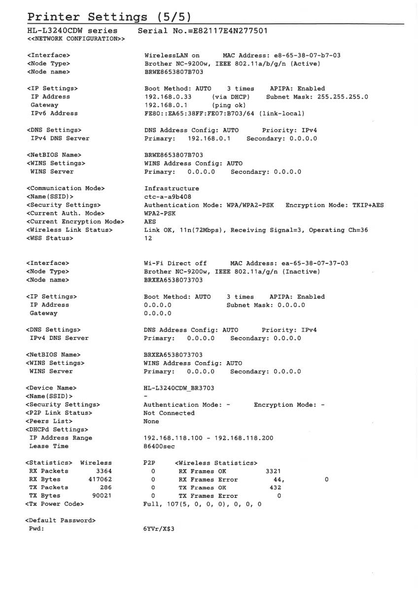 brother A4カラーレーザープリンター HL-L3240CDW 無線LAN 自動両面プリント対応 カウンター数 17307 管理番号P-331 〇_画像10