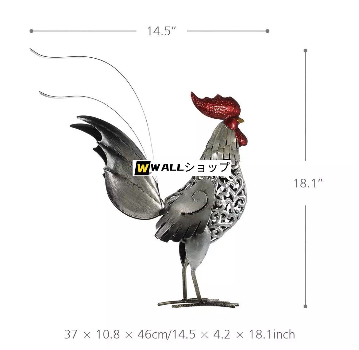 鶏 ニワトリ オンドリ 雄鶏 チキン インテリア オーナメント オブジェ 置物 小物 鳥 チキン 装飾 工芸 彫刻 金属 鉄_画像2