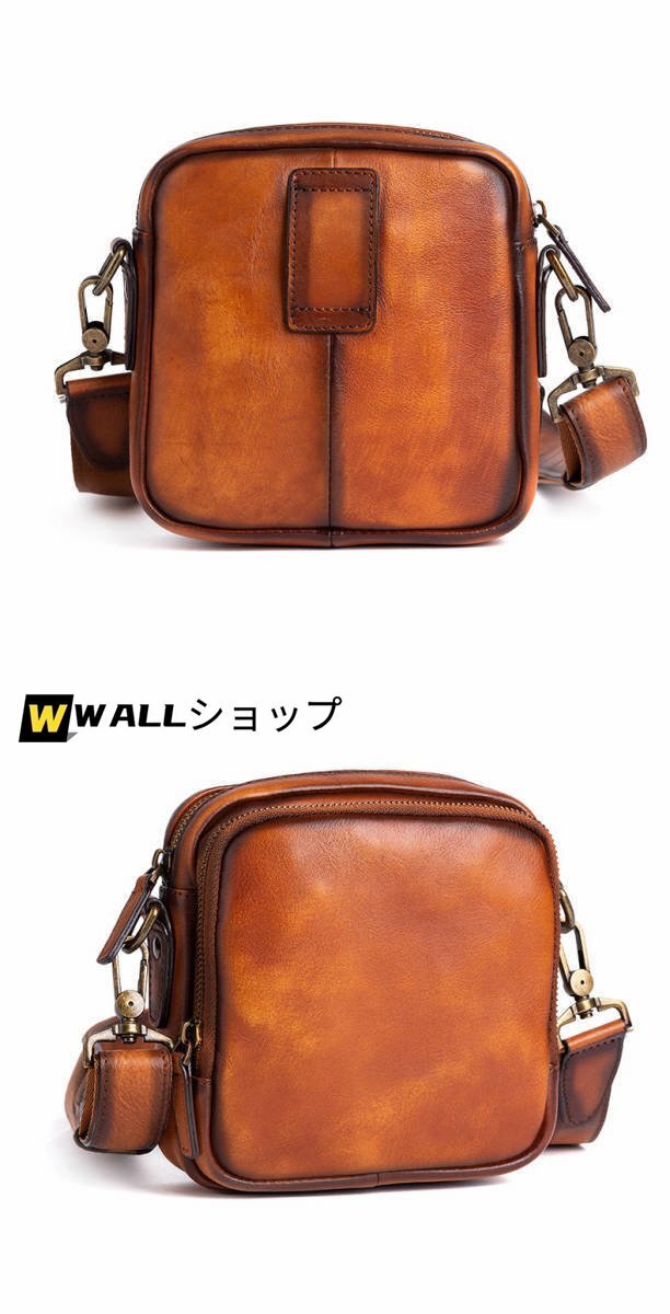 本革 ショルダーバッグ 斜め掛け鞄 メッセンジャーバッグ ヌメ革 本革 牛革 レザー_画像6
