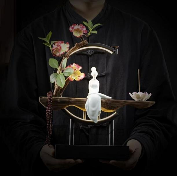 高級感満載★お香立て LED 花 座る 女神 木製 数珠 ライト 幻想 インテリア 置物 香り 匂い 玄関_画像5