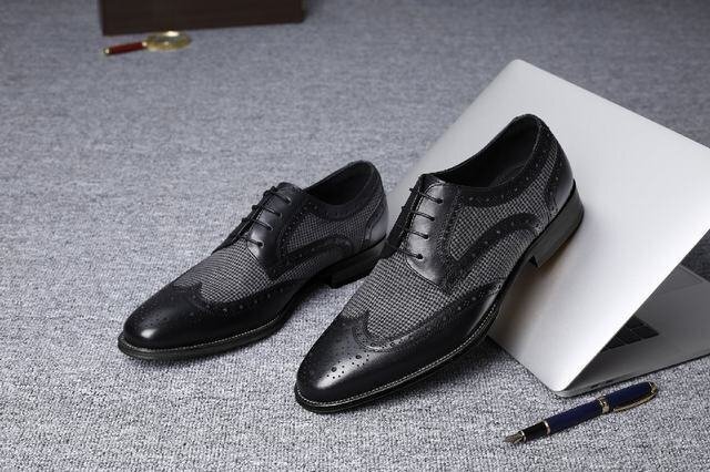 ビジネスシューズ メンズシューズ シューズ イギリス風 靴 千鳥柄 フォーマル 紳士靴 イギリス風 ブラック 26.5cm_画像3