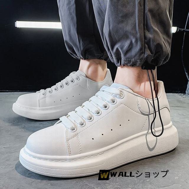 スニーカー　スリッポン メンズ メンズシューズ　キャンバススニーカー　厚底 撥水 防滑ソール　運動靴 軽量 カジュアル ホワイト27cm_画像5