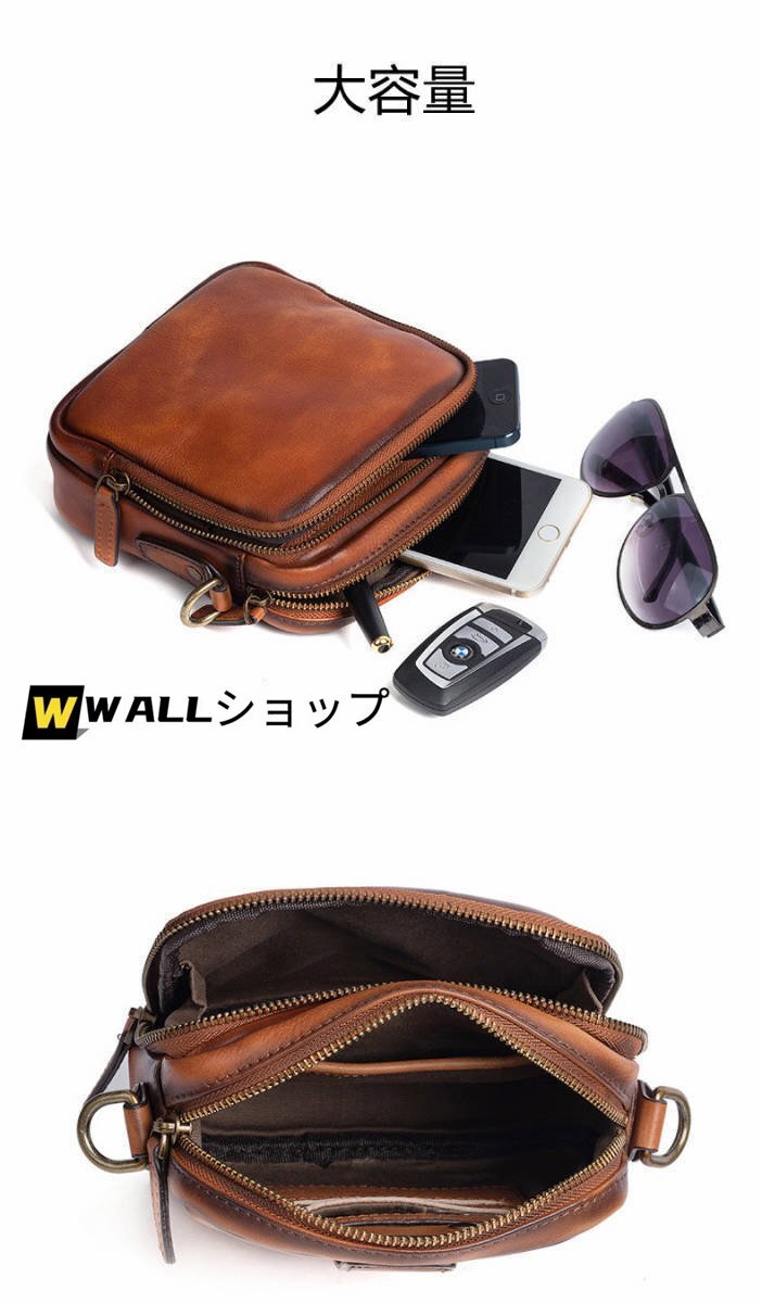 本革 ショルダーバッグ 斜め掛け鞄 メッセンジャーバッグ ヌメ革 本革 牛革 レザー_画像7