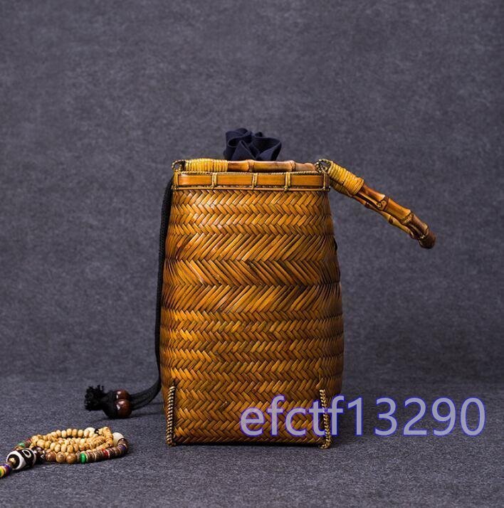 手作り 竹編みバッグ 竹細工 竹編 收納小物入れ籠 ハンドバッグ 竹製品_画像2