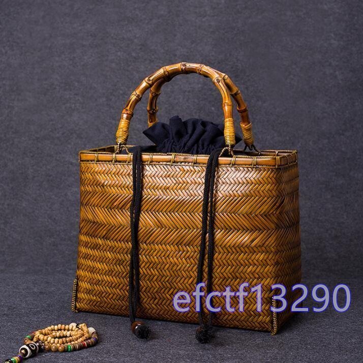 手作り 竹編みバッグ 竹細工 竹編 收納小物入れ籠 ハンドバッグ 竹製品_画像1