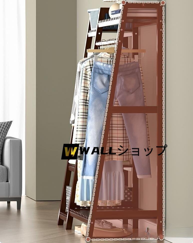 新品人気★セール　コートハンガー 実木製 洋服 収納ラック 棚付き_画像5