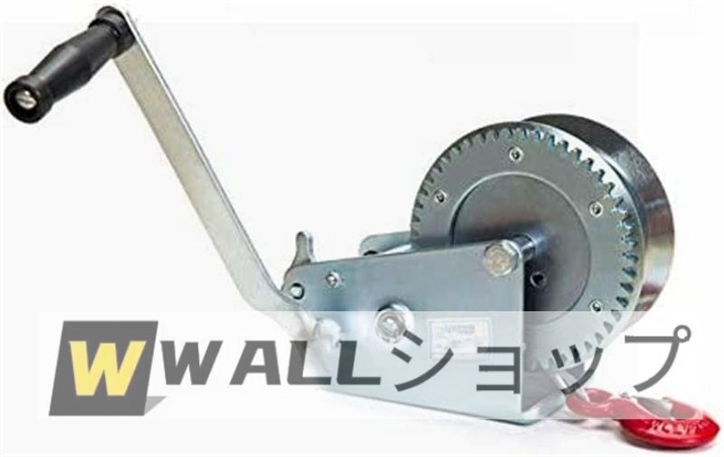 新入荷★手動式巻き上げ機 自動ロック式ウインチ ワイヤーロープ ポータブルリフティングホイスト 小型クレーン 600LBS＊15M 家庭/業務用_画像2