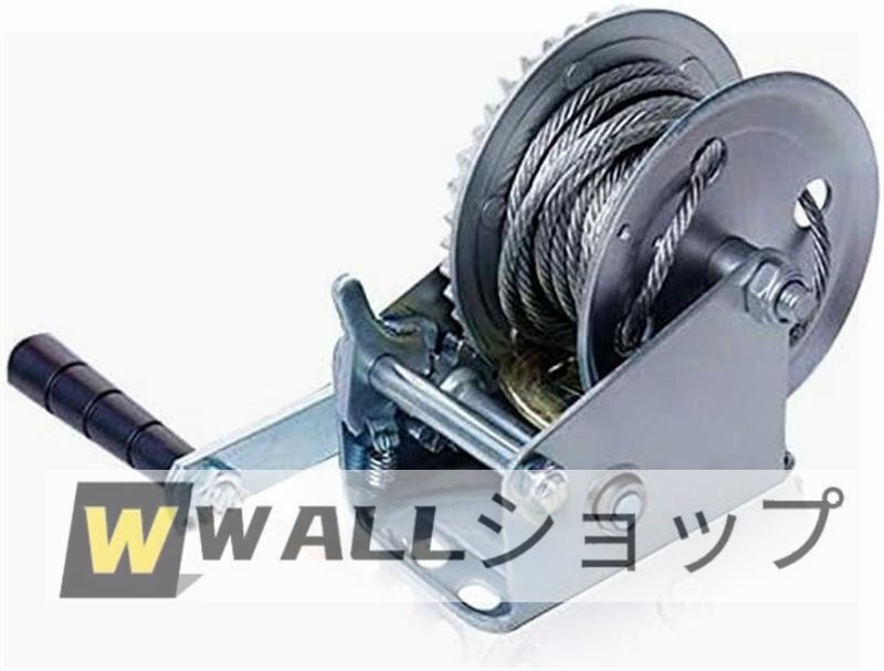 新入荷★手動式巻き上げ機 自動ロック式ウインチ ワイヤーロープ ポータブルリフティングホイスト 小型クレーン 600LBS＊15M 家庭/業務用_画像1