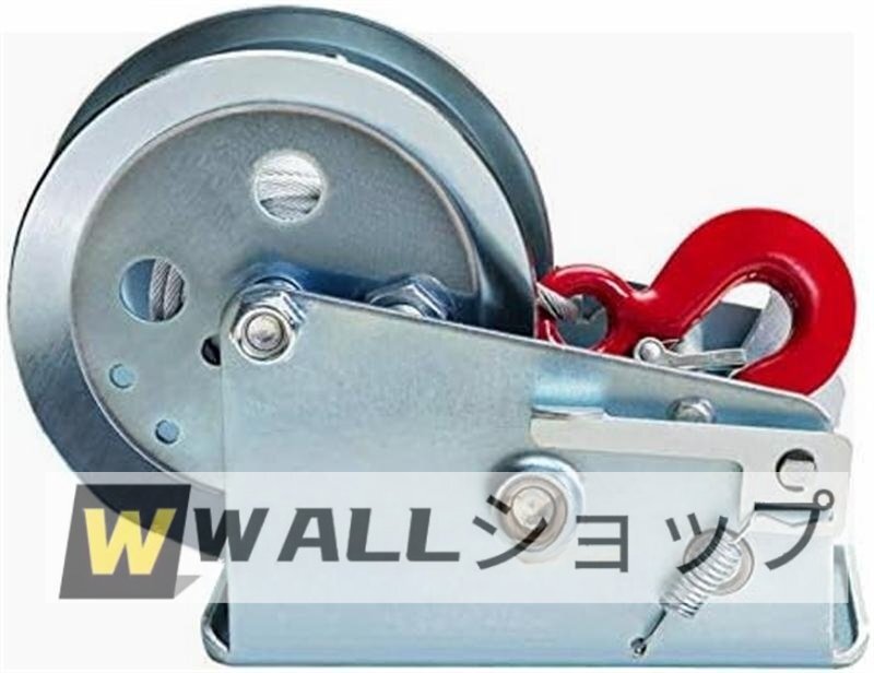 新入荷★手動式巻き上げ機 自動ロック式ウインチ ワイヤーロープ ポータブルリフティングホイスト 小型クレーン 600LBS＊15M 家庭/業務用_画像3