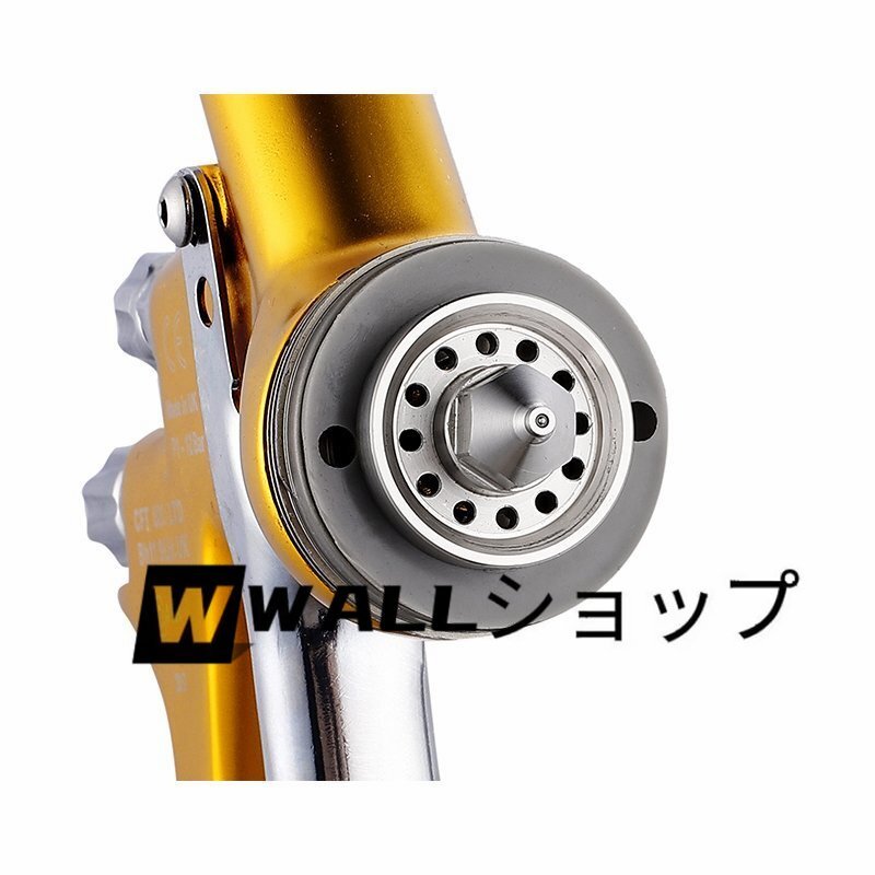 ガン スプレーガン 口径1.3mm 重力式 各種塗装作業に 塗料カップ付 工具 DIY用品 エアーツール エアーガン 自動車補修専用 ゴールド_画像2
