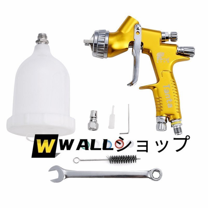 ガン スプレーガン 口径1.3mm 重力式 各種塗装作業に 塗料カップ付 工具 DIY用品 エアーツール エアーガン 自動車補修専用 ゴールド_画像8