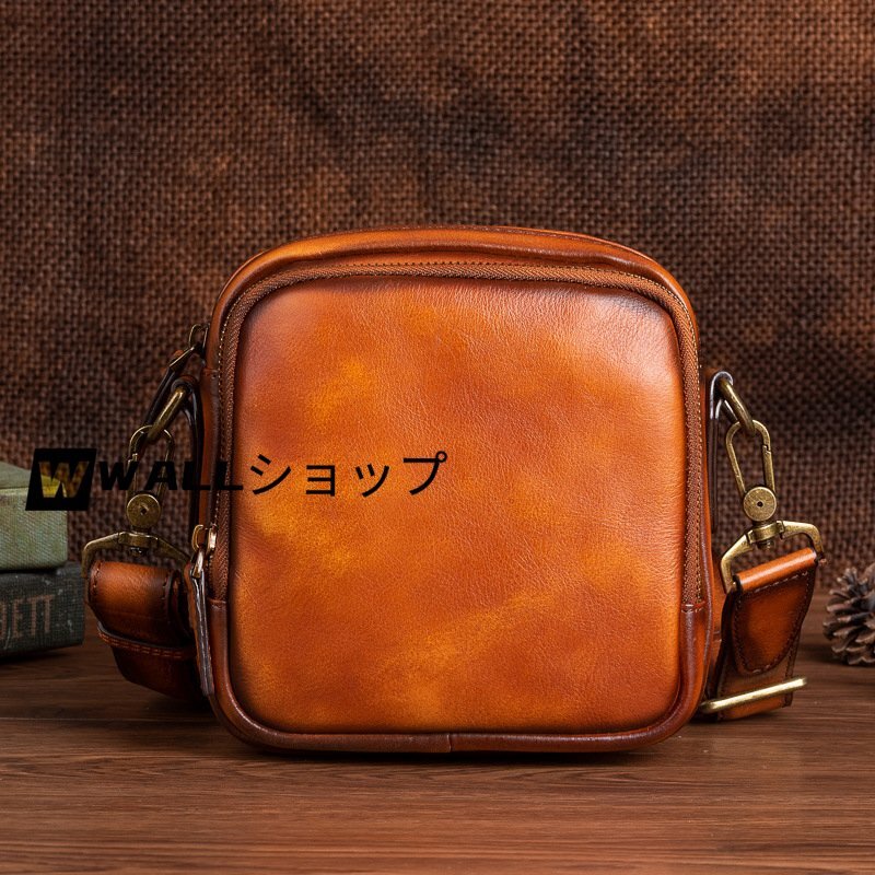 本革 ショルダーバッグ 斜め掛け鞄 メッセンジャーバッグ ヌメ革 本革 牛革 レザー_画像1