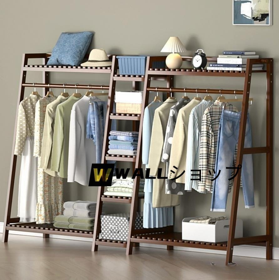 新品人気★セール　コートハンガー 実木製 洋服 収納ラック 棚付き_画像1