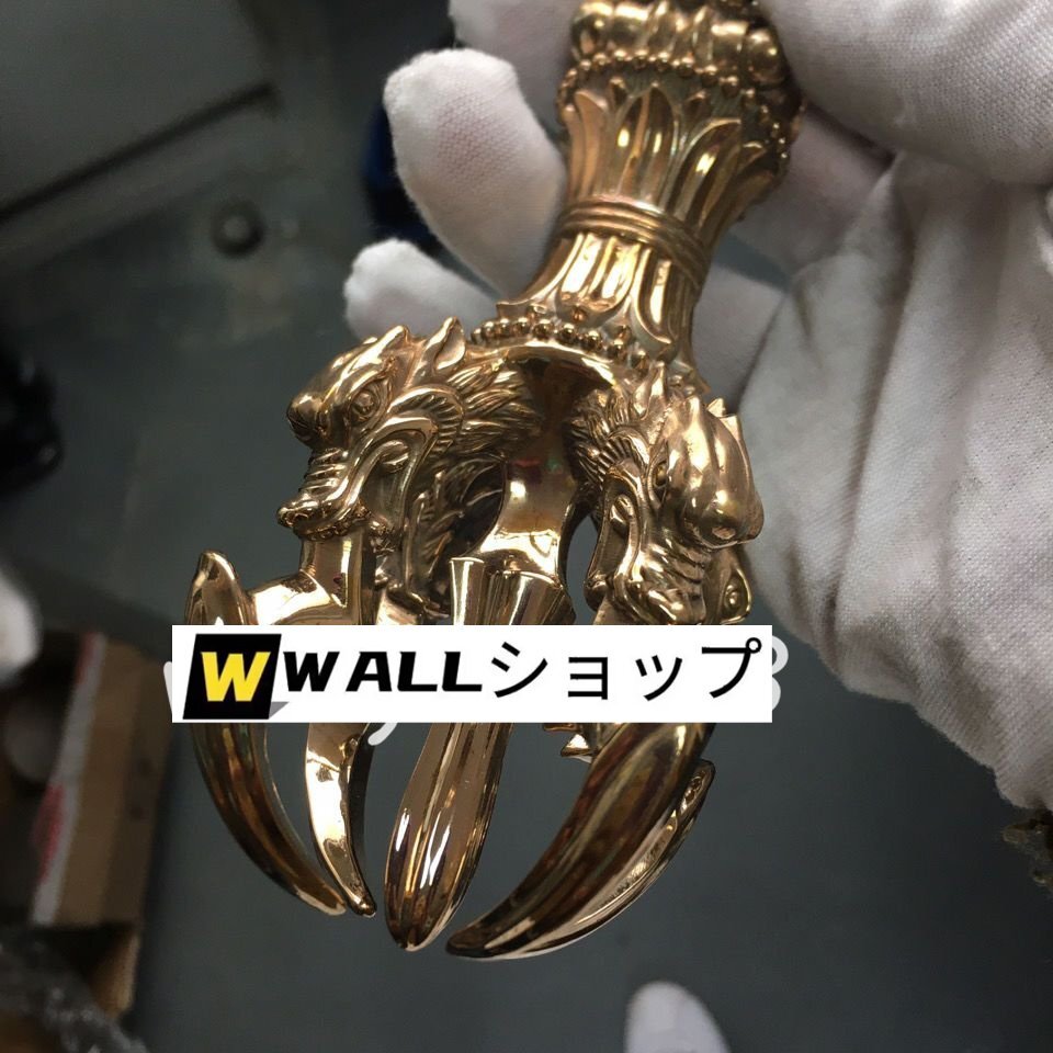 [.. закон . храм . для предметы для домашнего буддийского алтаря ] подлинный .. Akira . золотой Gou .... буддизм искусство товар медный полировальный отделка длина 22cm