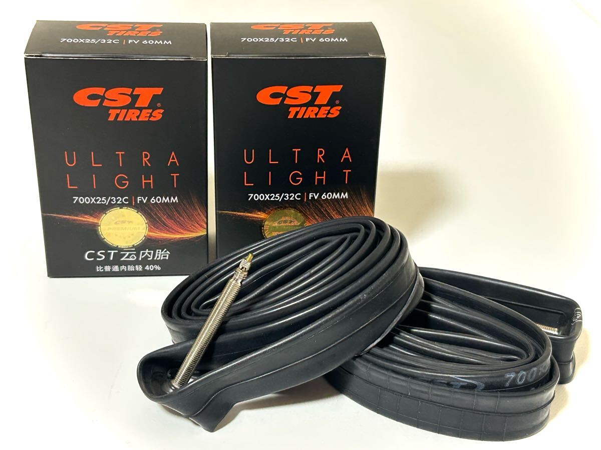 【送料無料特価】実測75g CST UltraLight 700×25-32C 仏式60mmバルブ 新品2個セット《軽量チューブ》_画像1