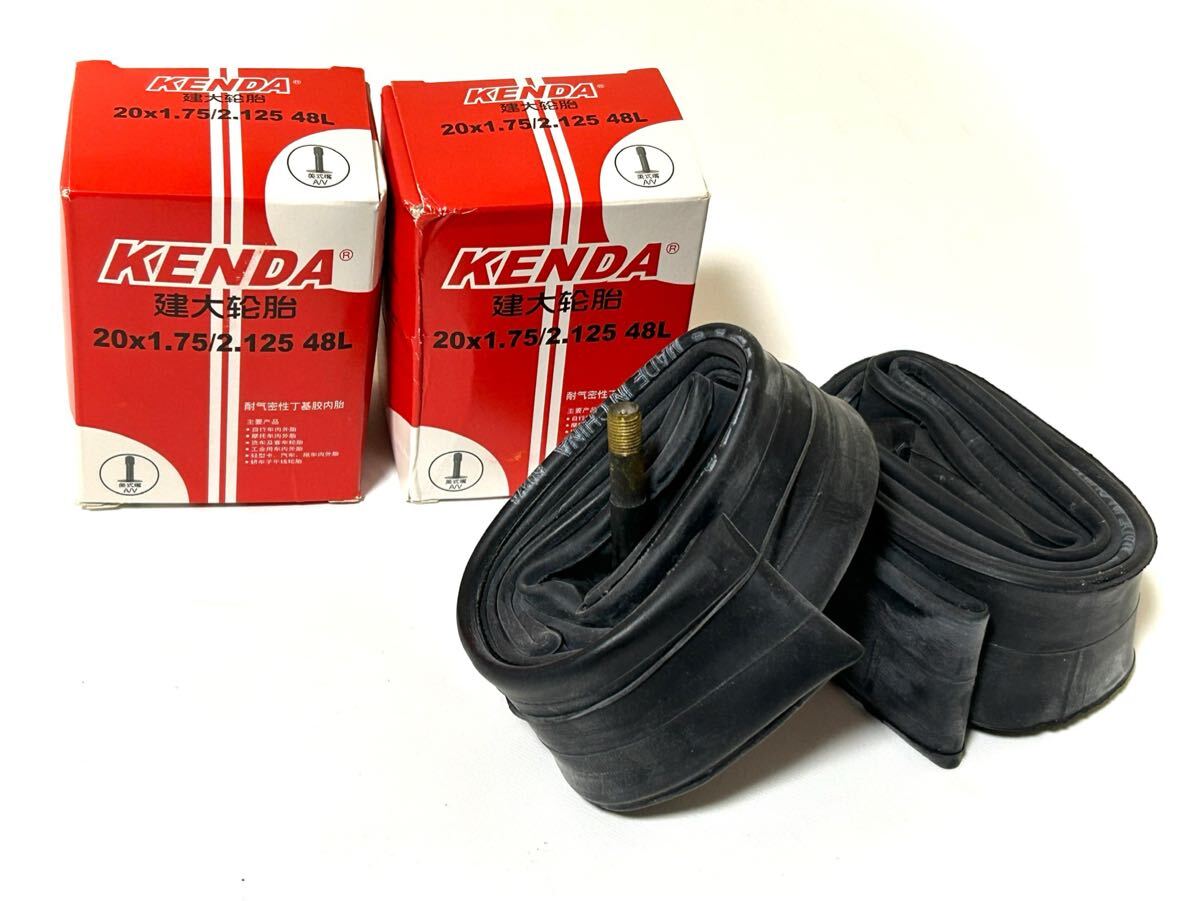 【送料無料】KENDA 20×1.75-2.125 米式バルブ長48mm 新品2個セット《20インチチューブ/シュレッダー/並行輸入品》_画像1