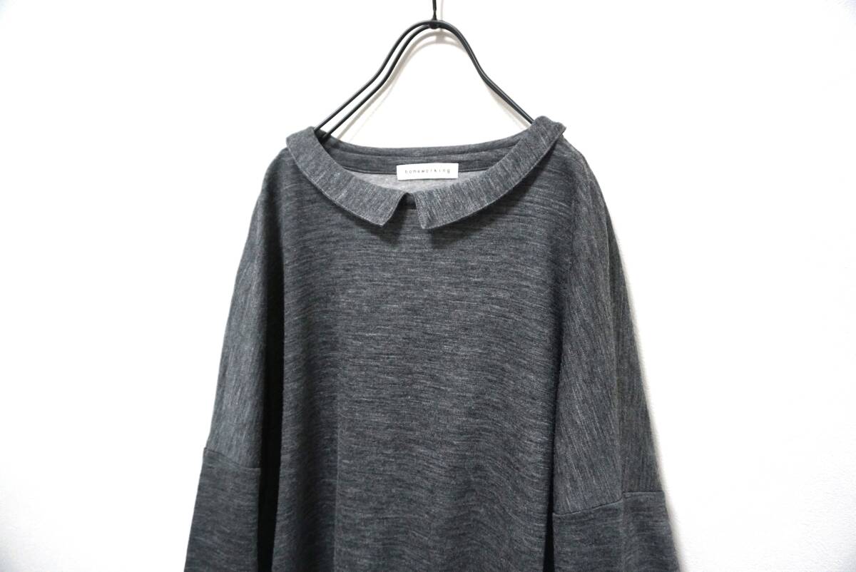 homeworking ショート丈襟付きワイドカットソー M-L 日本製_画像2