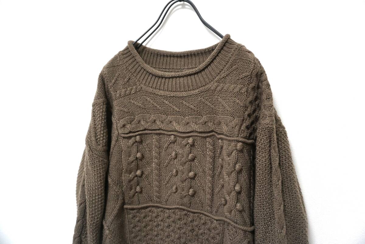 ピュアルセシン 可愛いデザイン パッチワークケーブルニット_画像2