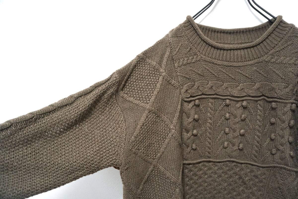 ピュアルセシン 可愛いデザイン パッチワークケーブルニット_画像3