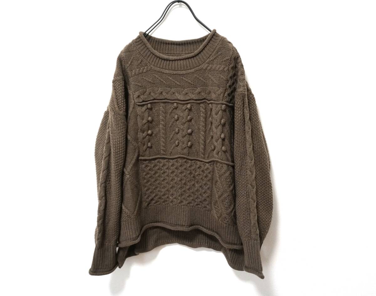 ピュアルセシン 可愛いデザイン パッチワークケーブルニット_画像1