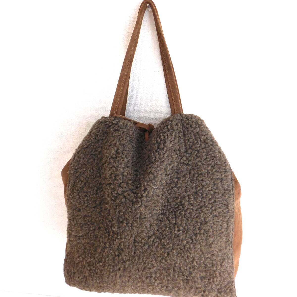 ボルサインペレ★イタリア製★牛革★ムートンボア★トートバッグ★18700★E355_画像2