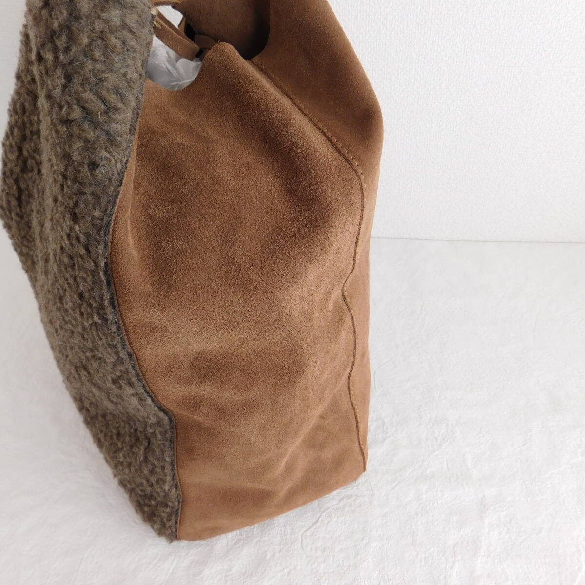 ボルサインペレ★イタリア製★牛革★ムートンボア★トートバッグ★18700★E355_画像3