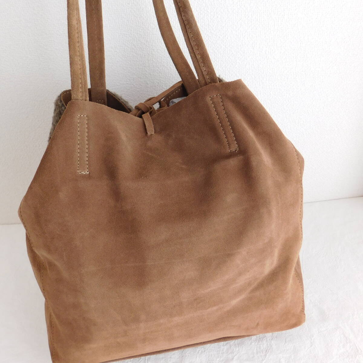 ボルサインペレ★イタリア製★牛革★ムートンボア★トートバッグ★18700★E355_画像4