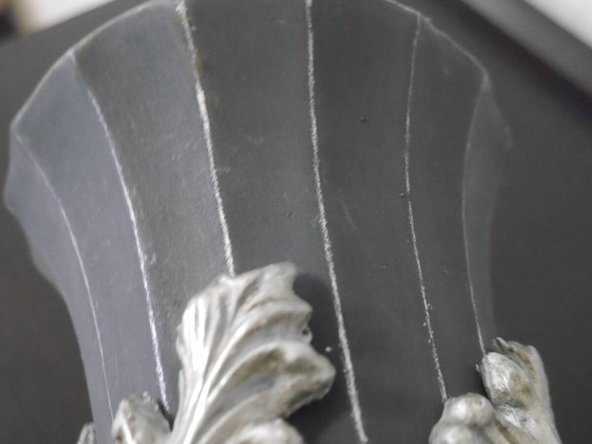 ◆中古◆Clay クレイ フラワーベース/花器/花瓶/花入れ/インテリア 14Φ22H グレー/シルバー色 アンティーク風◆複数在庫あり◆n01 #88_画像9