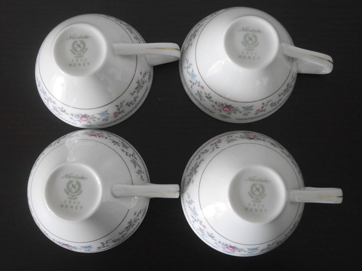 ◆中古◆Noritake ノリタケ HONEY 2820 カップ＆ソーサー 4客セット 花柄 金縁 レトロ 不揃い 日本陶器会社 洋食器◆訳あり◆n17 #96_画像5