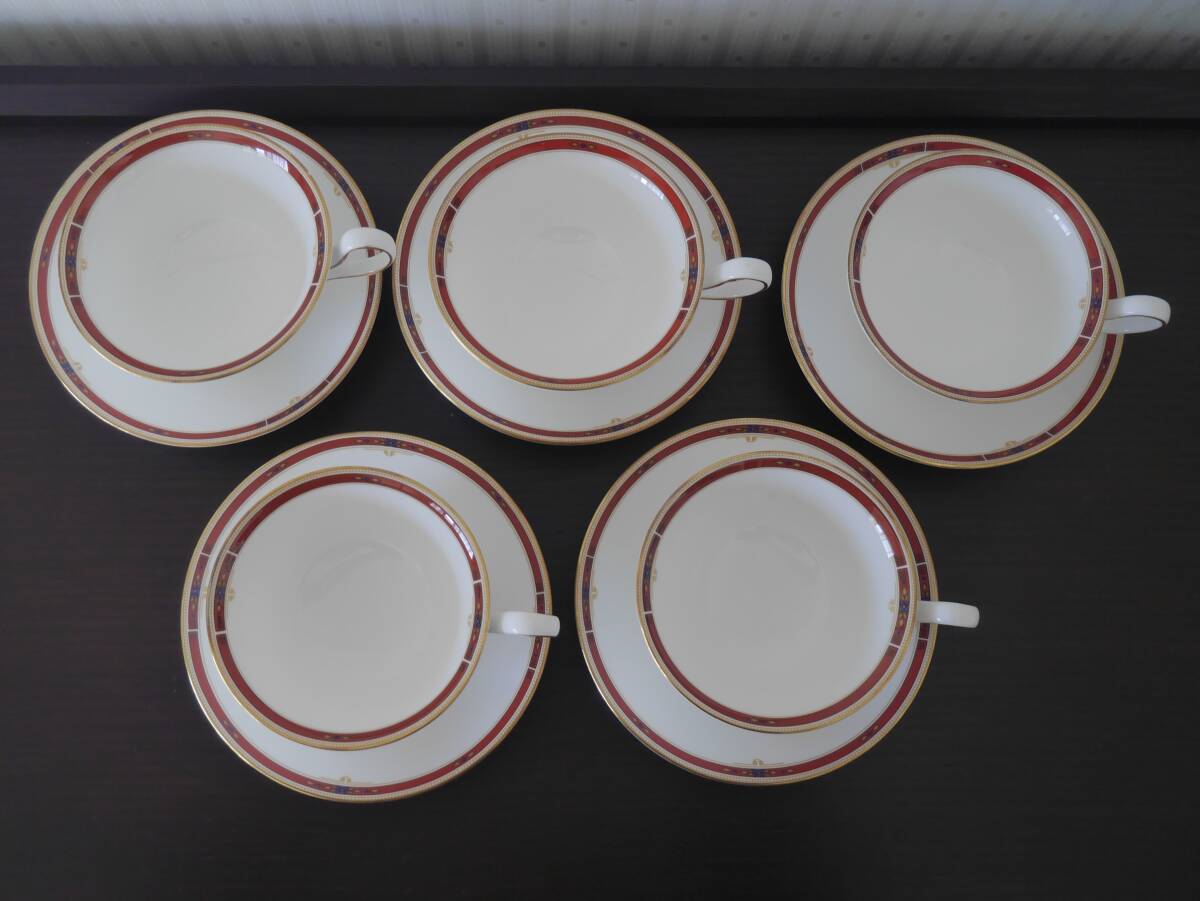 ◆中古◆WEDGWOOD ウェッジウッド コロラド カップ＆ソーサー 5客セット 金彩 洋食器 ティー 黒壺刻印 イギリス製 ◆n24 *02_画像2