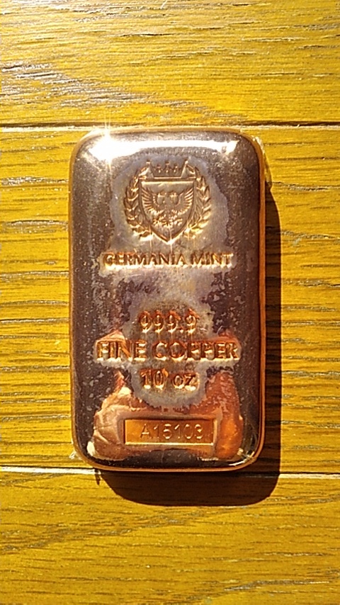 銅インゴット　10オンス　箱付き　ゲルマニアミント社　双頭の鷲　純銅　銅地金 銅インゴット 10オンス 箱付き ゲルマニアミント社 双頭の鷲 純銅