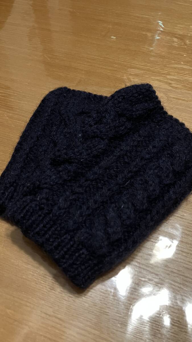Stuart Austin｜ステュアートオースティン ニットハンドウォーマー ネイビー フリーサイズ ウール100% イギリス製 手袋_画像6