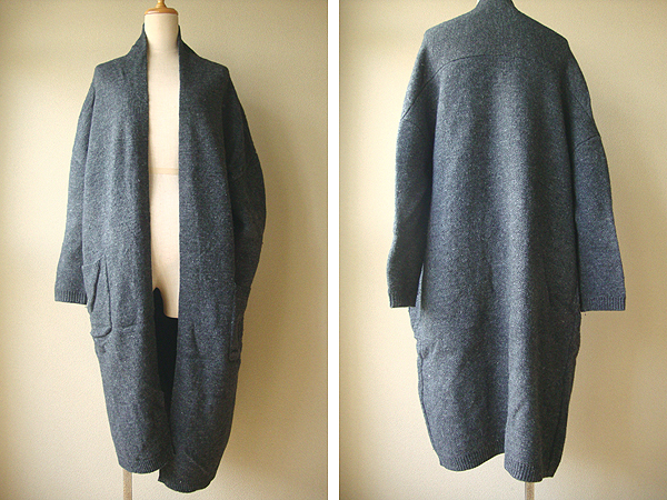 Simplicite シンプリシテェ ウール ロング ニット カーディガン コート F ダークグレー ジョイントワークス イエナ ウール 毛 _画像2