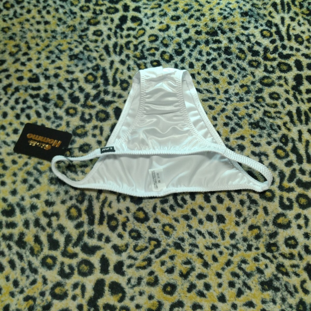 La Pomme Homme ラポームオム メンズビキニショーツ スーパーWET タイトフィット ハーフシーム フルバック ホワイト Mサイズ_画像4