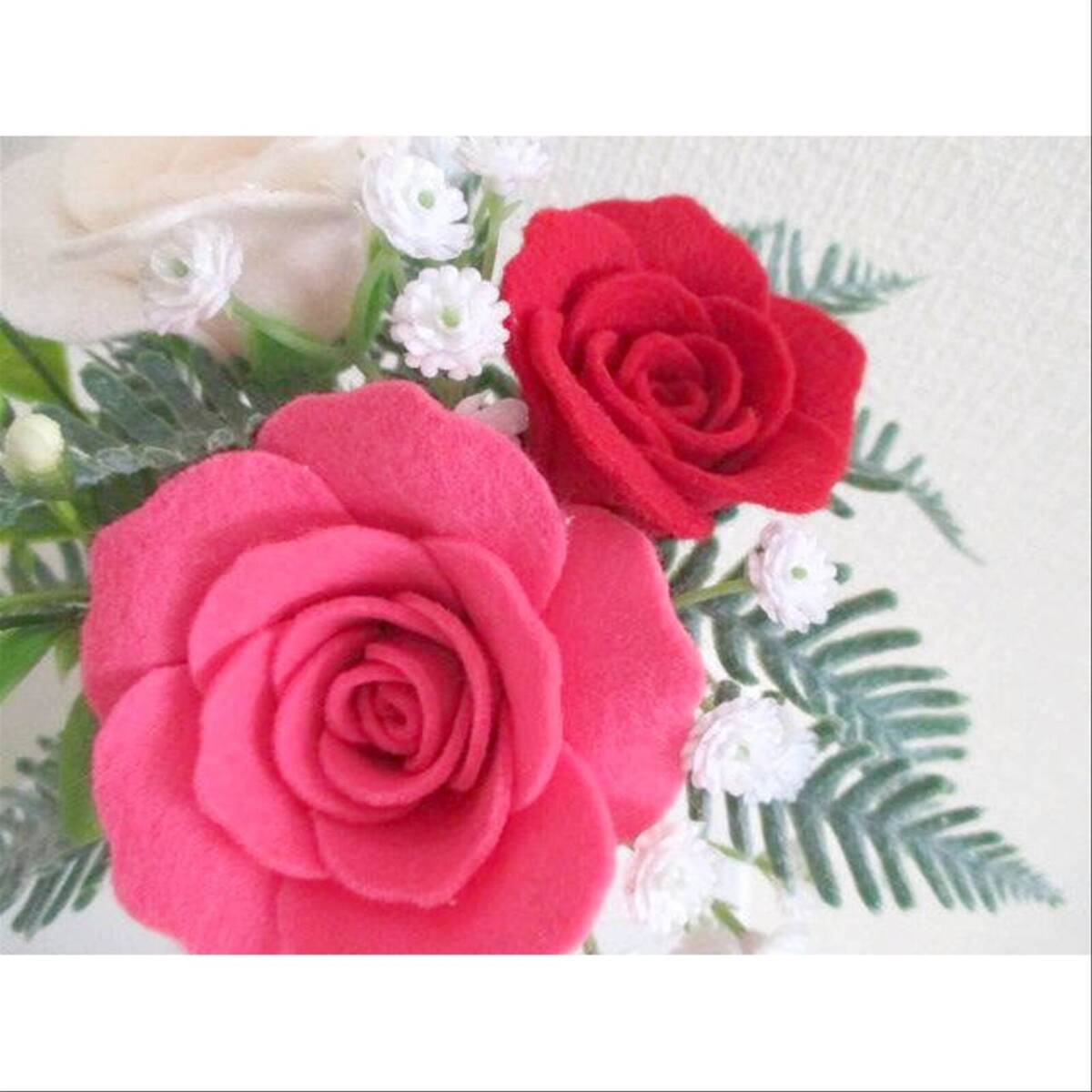 【送料無料】フェルトの花＊薔薇のミニブーケ＊花瓶付き＊クラシカル＊フェルトフラワー アレンジメント_画像5