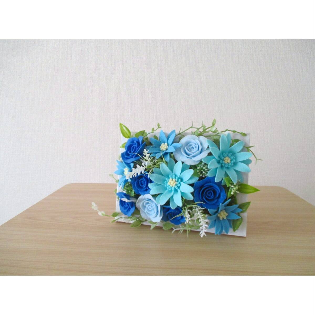 青花のフォトフレーム＊フェルトフラワー＊写真立て＊バラ ガーベラ ブルー _画像5