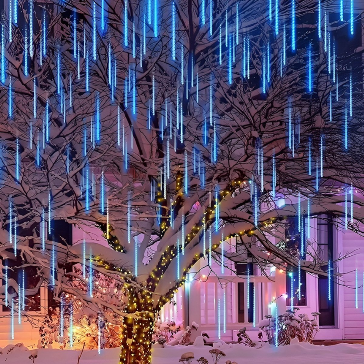  текущий .LED illumination snow four ru...50cm 48 шт. комплект USB голубой . дом час водонепроницаемый веранда закрытый наружный зима [KR-11-6]