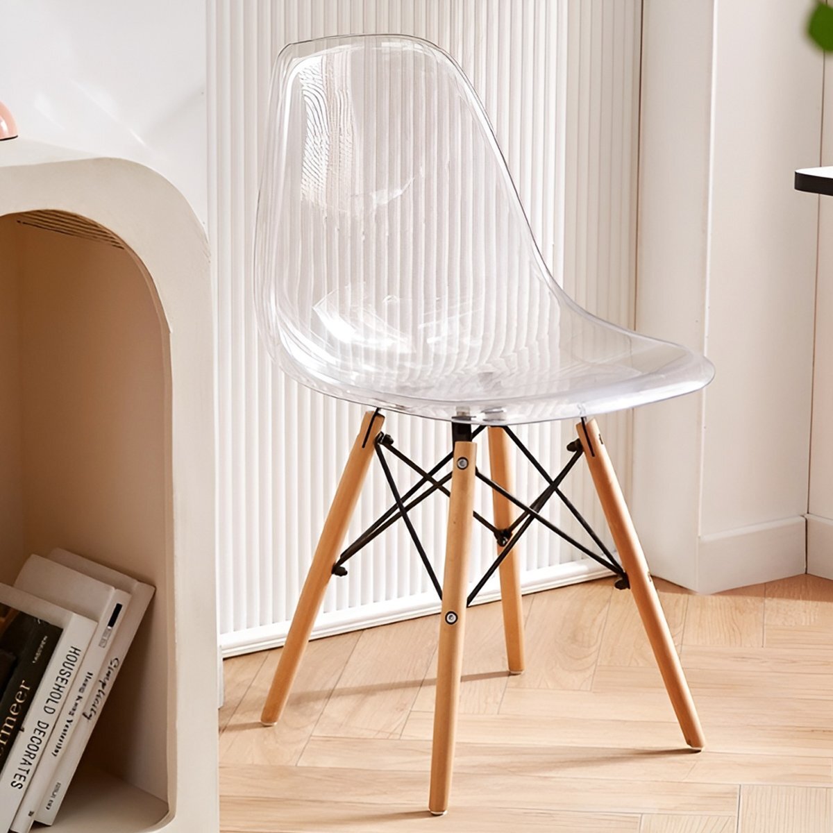  Eames стул прозрачный Корея интерьер Eames DSW scoop дизайнерский мебель Eames стул современный стул 1 ножек EM-61CL