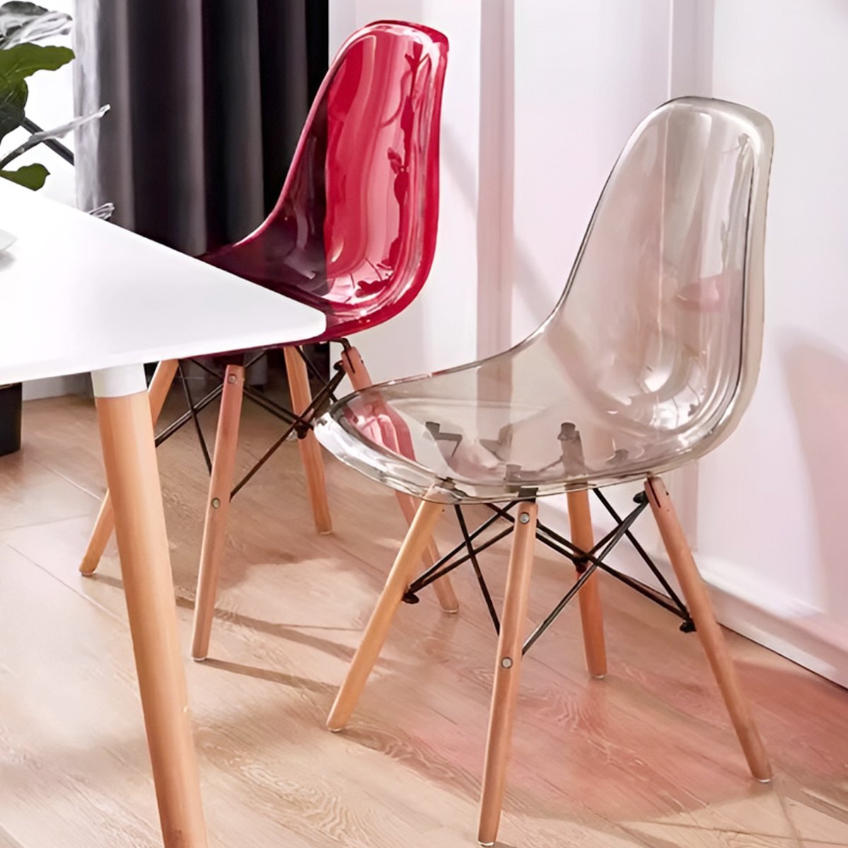  Eames стул прозрачный Корея интерьер Eames DSW scoop дизайнерский мебель Eames стул современный стул 1 ножек EM-61CL