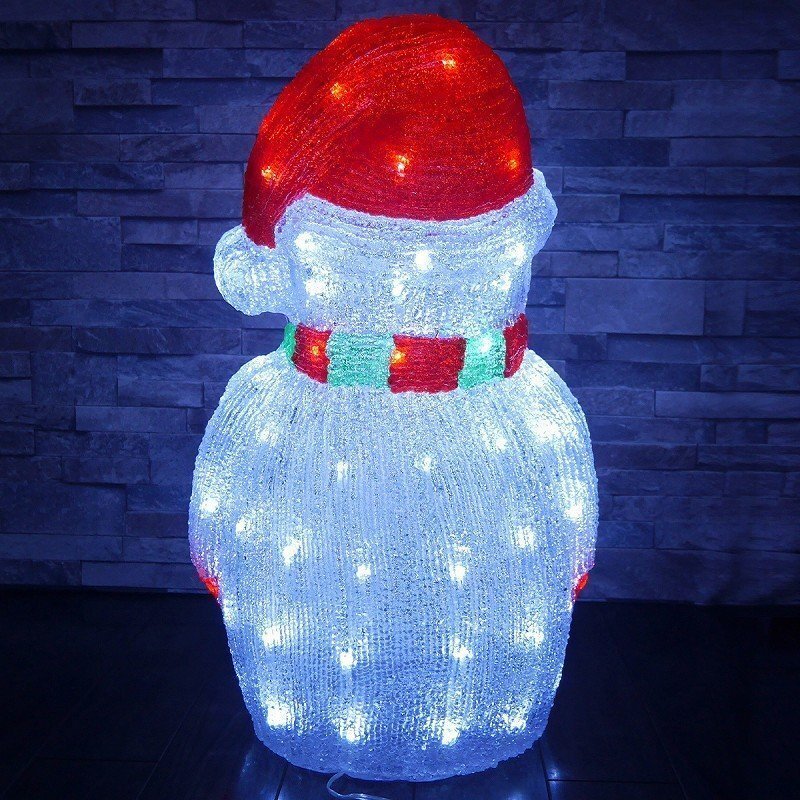 1円 可愛い雪だるま60cm クリスマス LEDイルミネーション モチーフライト LEDライト オブジェ 立体 3D ガーデニング TAC-34_画像4