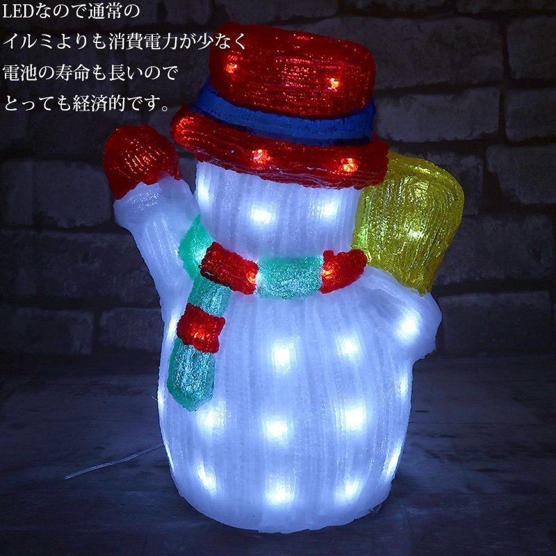 1円 クリスマス LED オブジェ クリスマスライト 光る 雪だるま スノーマン モチーフライト 立体 3D 屋内屋外 電飾 店舗 TAC-71_画像4
