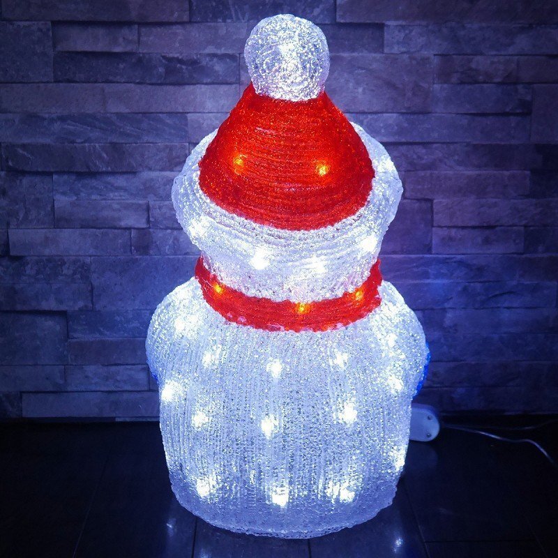 1円 可愛い雪だるま44cm クリスマス LEDイルミネーション モチーフライト LEDライト オブジェ 立体 3D ガーデニング TAC-32_画像4