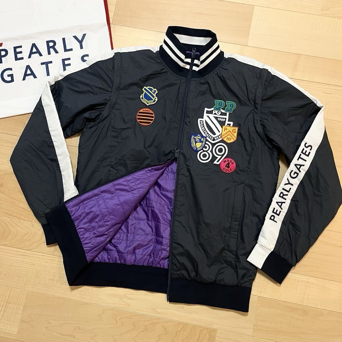 ★美品 パーリーゲイツ 4WAY ワッペン リバーシブルジャケット スニードブルゾン ベスト メンズ ★送料無料 正規品 _画像1