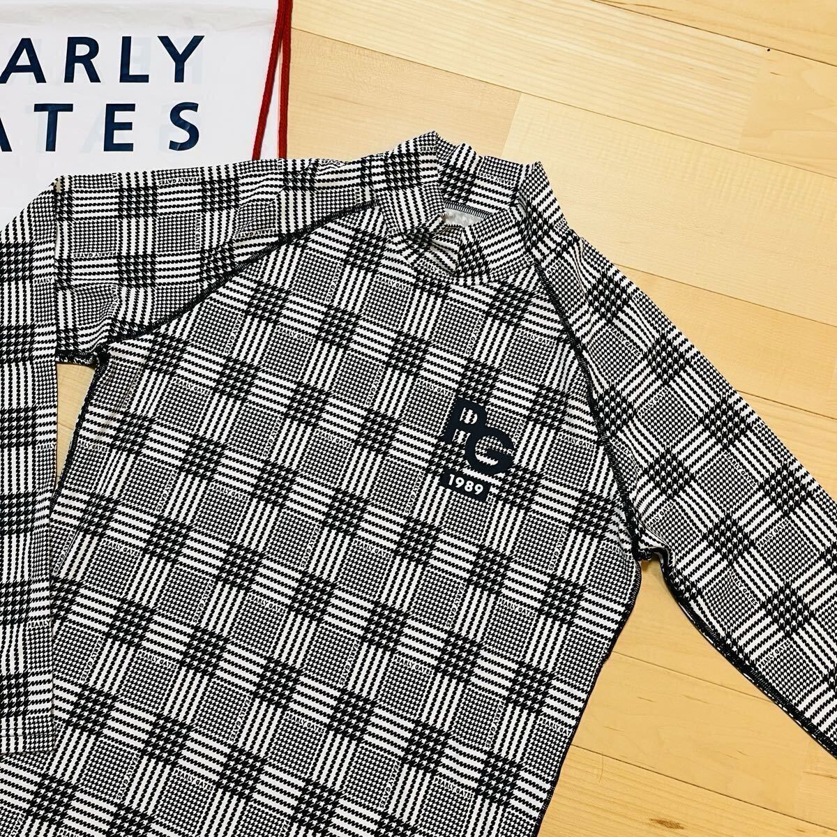 ★極美品 パーリーゲイツ 千鳥 グレンチェック柄 長袖ハイネックシャツ モックネックインナー メンズ ★送料無料 正規品_画像2